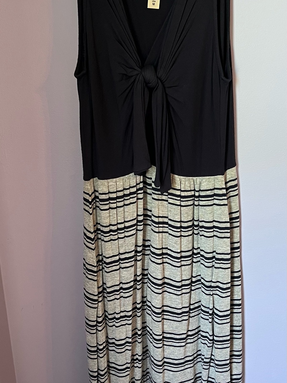 Black & Grey Striped Maxi Dress